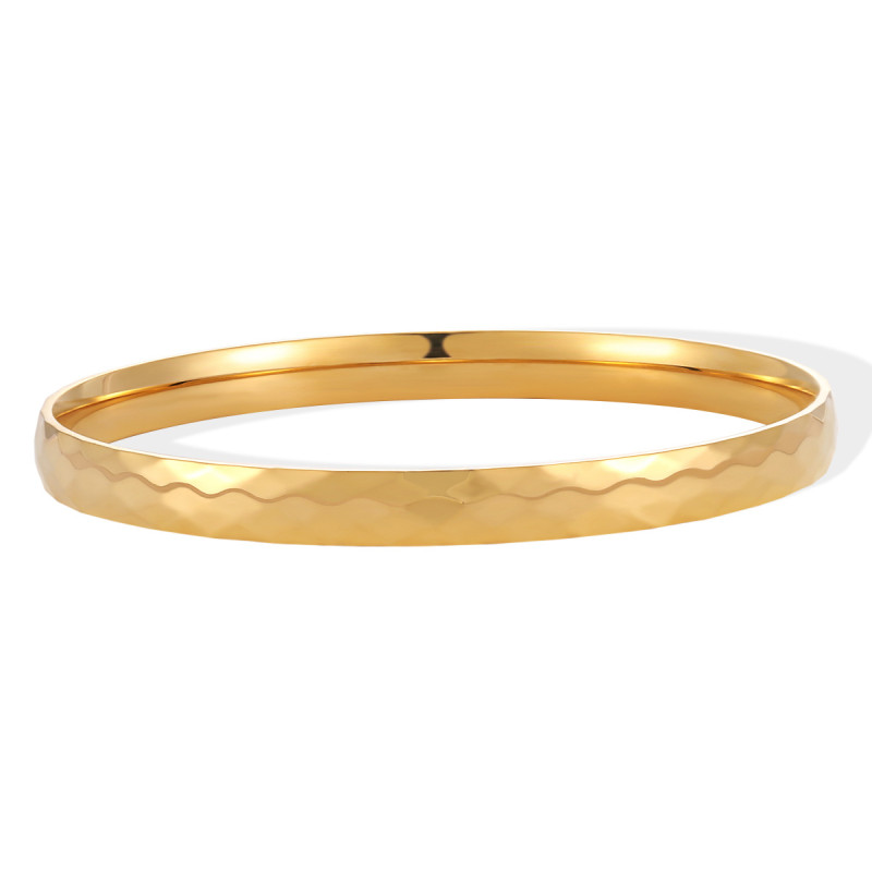 Cross-Border European and American Hot-Selling Simple Personality Versatile Plain Circle Diamond Pattern Titanium Steel Bracelet Starry Sky Design High-End Feel