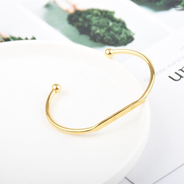 European and American Geometric Plane Line Bead Bracelet Open Female Style Simple Personality Three Lives Three Worlds Bracelet