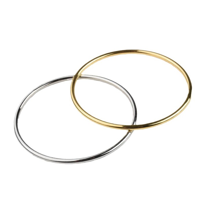 Japanese and Korean Niche Geometric Circle Solid Smooth Plain Circle Heritage Bracelet Simple Titanium Steel Electroplated 24K Gold Color Bracelet