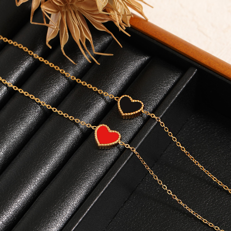 New Year Red Shell Heart Anklet for Women Korean Style Ins Fashion Light Luxury Fashion Titanium Steel PVD Gold Plated Personalized Foot Jewelry