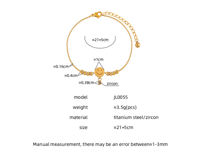 Korean Style Ins Small Beaded Smiley Face Light Bead Anklet for Women Summer Beach Fashion Essential Accessory Foot J...