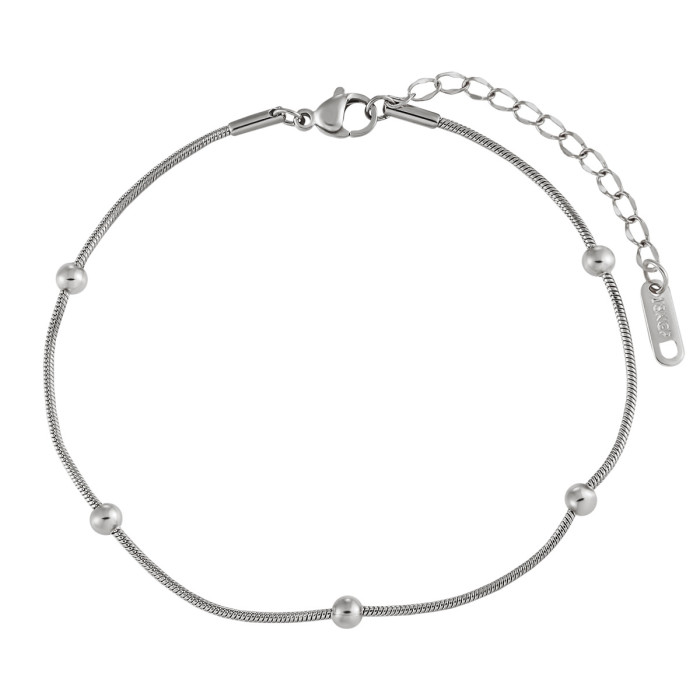 Korean Style Ins Personality Simple Titanium Steel Anklet for Women Electroplated PVD Gold High-end Snake Bone Bead F...