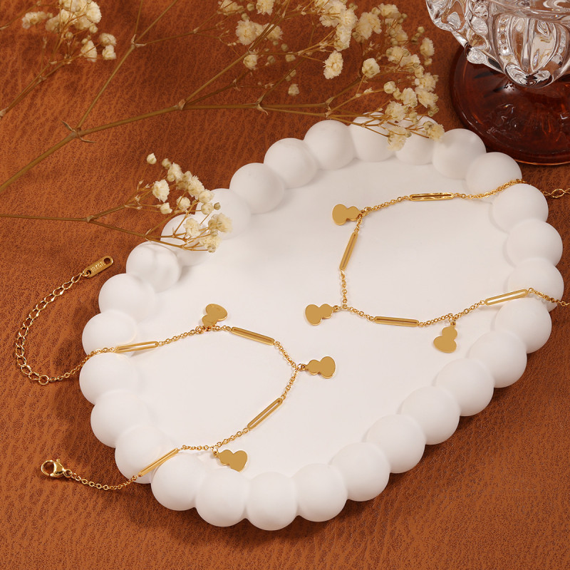 New Chinese Style Niche Simple Elegant Gourd Stainless Steel Anklet for Women Fashionable Personality High-end Titanium Steel Foot Jewelry