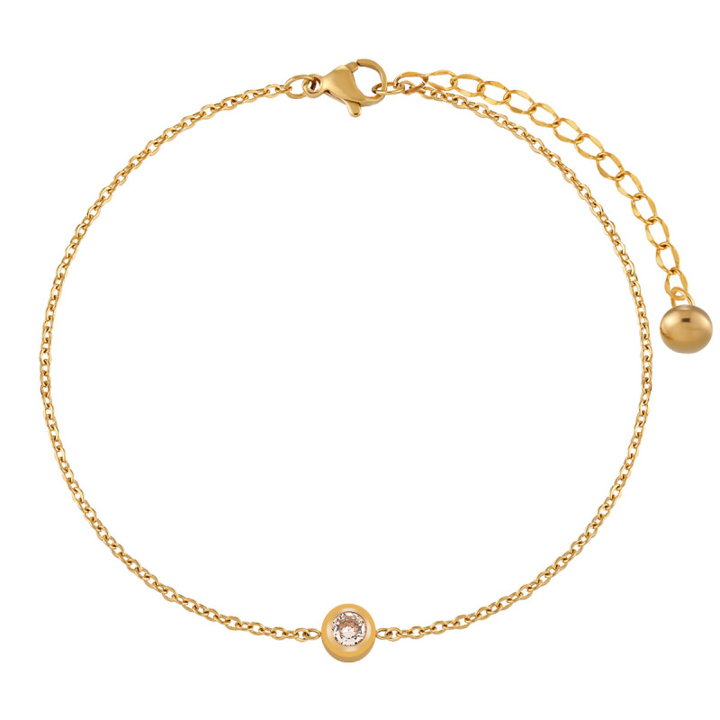 Korean Style Ins Fashion Minimalist Chain Inlaid Diamond Anklet for Women Titanium Steel Vacuum Coating PVD Gold Foot Jewelry