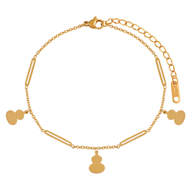 New Chinese Style Niche Simple Elegant Gourd Stainless Steel Anklet for Women Fashionable Personality High-end Titanium Steel Foot Jewelry