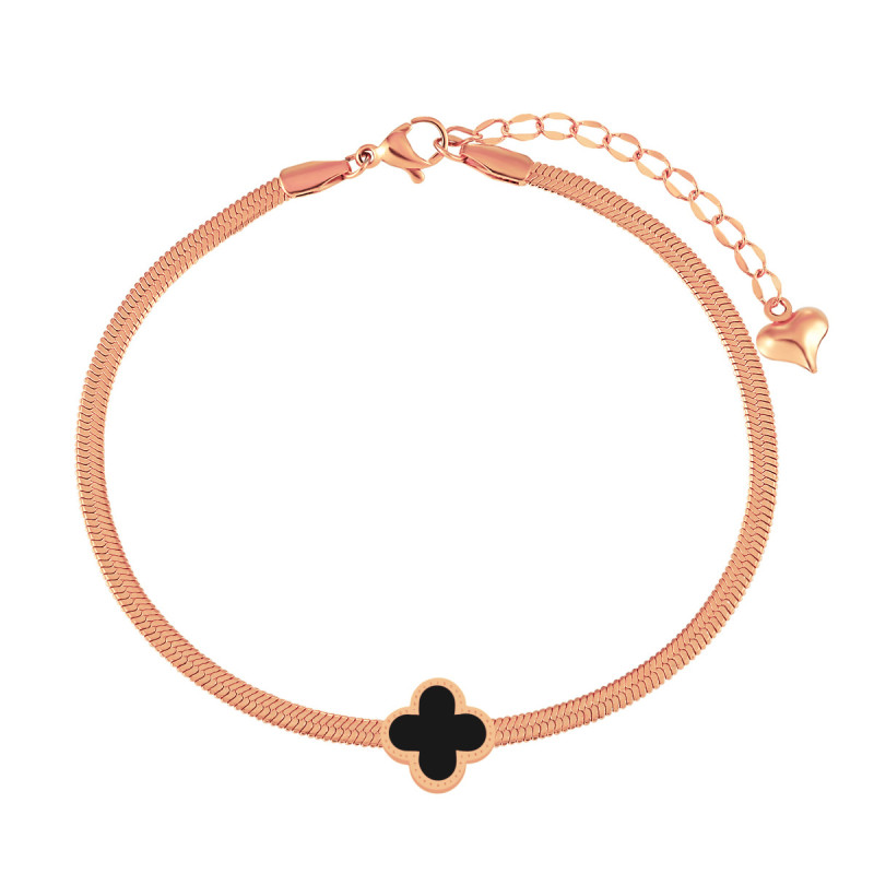 European and American INS Style Light Luxury Flat Snake Bone Chain Women's Jewelry Accessories Four-Leaf Clover Anklet Titanium Steel Gold Beach Foot Jewelry