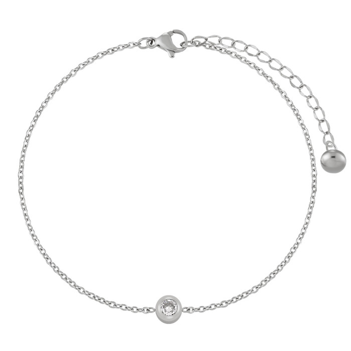 Korean Style Ins Fashion Minimalist Chain Stone-Inlaid Anklet for Women Titanium Steel Vacuum Coating PVD Gold Foot...