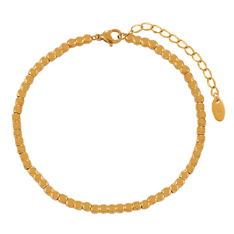 Titanium Steel Broken Silver Several Liang Diamond-Shaped Bead Anklet Fashionable Personality Light Luxury High-End Niche Design Ins Style Ankle Chain