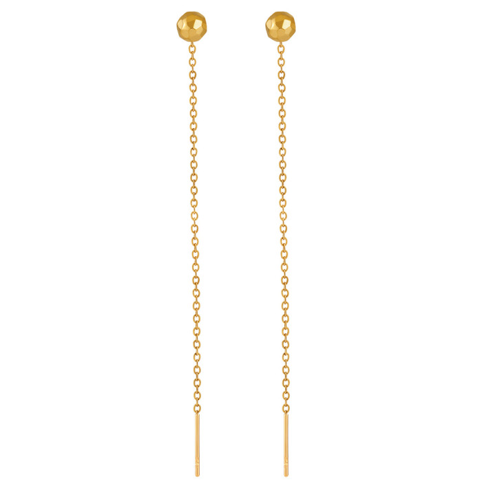 New Ins Style Irregular Round Ball Rhombus Ear Thread fashion Personality High-grade Sense Titanium Steel PVD Gold-plated Earrings