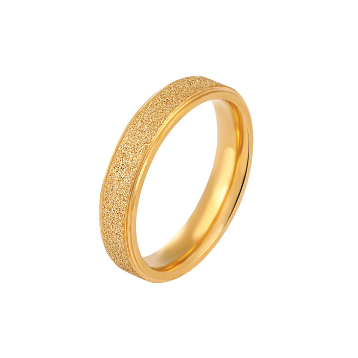 Korean Style New Niche Design Ins Style 4MM Frosted Titanium Steel Ring Female fashion easiest for match Personality High Sense Ring