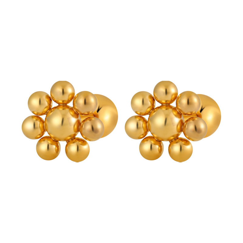 European and American Fashion Cross-Border Niche INS Geometric Round Bead Ear Bone Studs for Women, Personalized Simple Versatile High-End Earrings