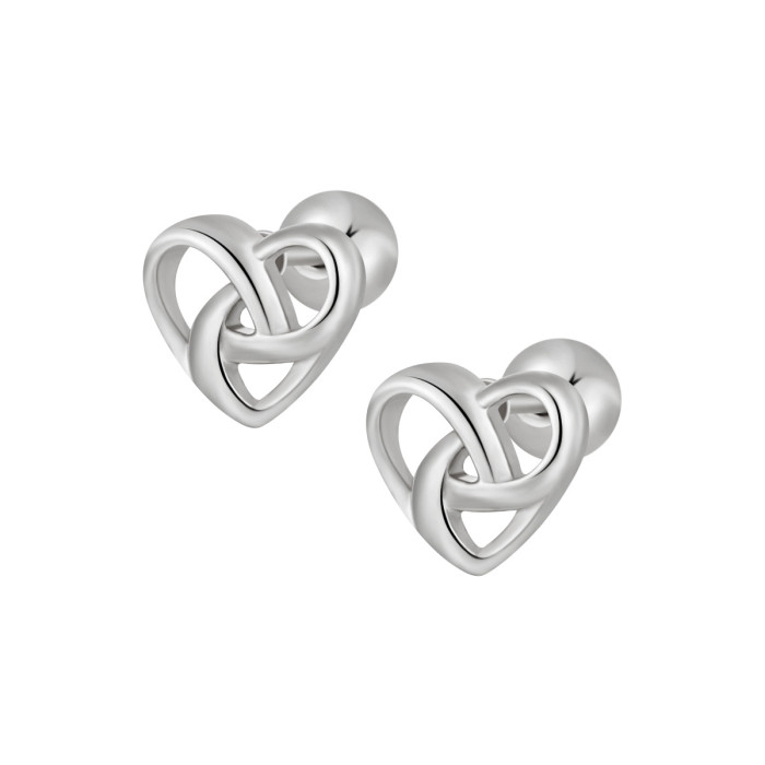 Korean Style INS New Cross Rotating Heart Ear Bone Stud Earrings for Women Ear Piercing Titanium Steel Gold 18K