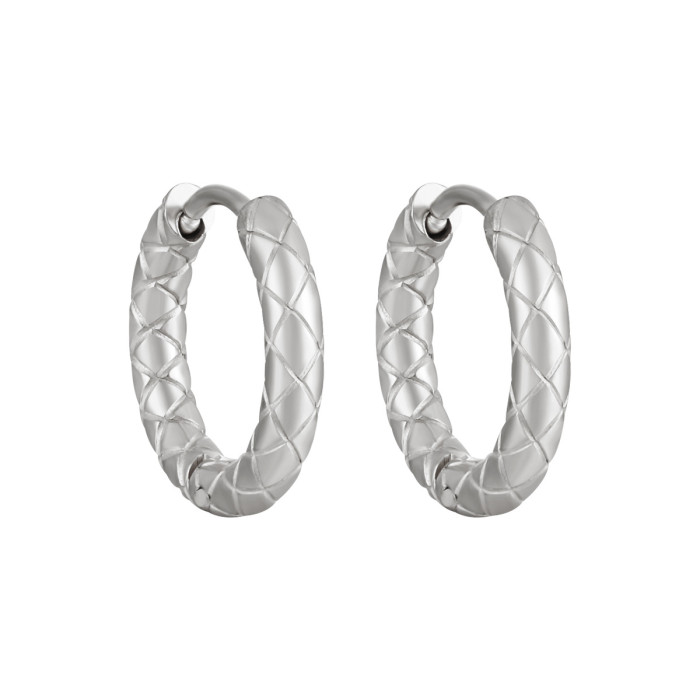 INS Style Stone Pattern Titanium Steel Earrings Fashionable Elegant Versatile High-End Gold Plated Gold Ear Hooks