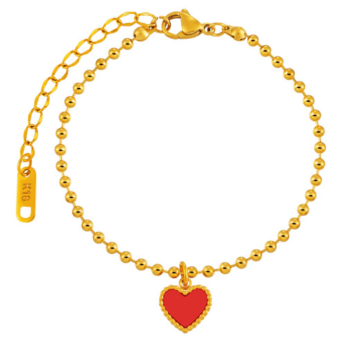 European and American Heart-Shaped Shell Bracelet for Women Bohemian Ins Niche High-End Stainless Steel PVD Gold-Plated Jewelry