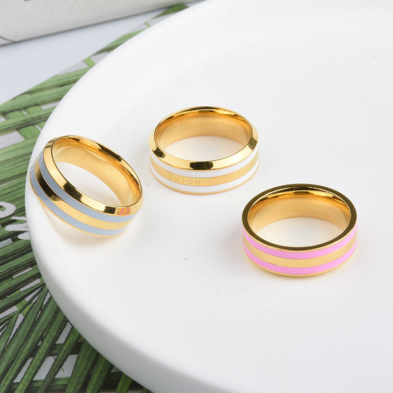 Japanese and Korean Minimalist Fashion Wide Ceramic Ring Titanium Steel Black Gold Cool Style Ins Trend Niche Design Couple Ring