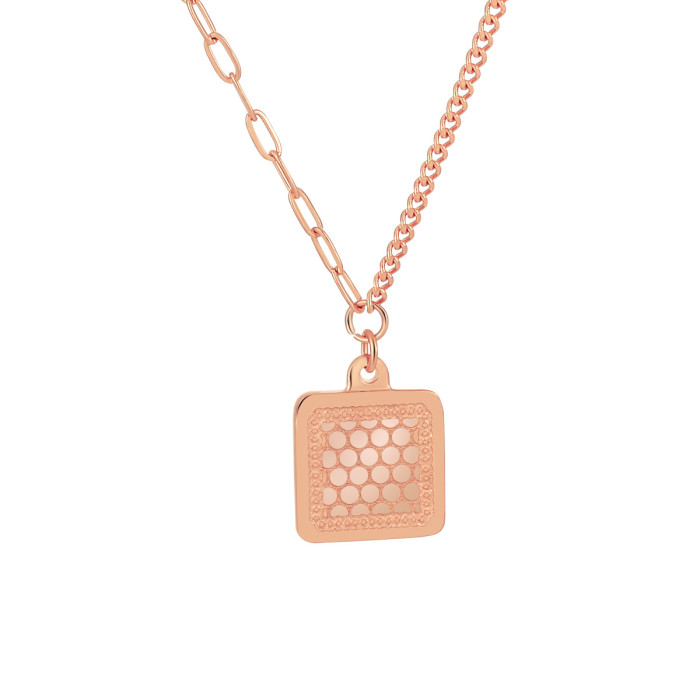 Korean Style New Ins Niche Simple Elegant Honeycomb Square Pendant Necklace for Women Fashionable Personality Light L...
