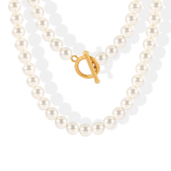 Shijia Pearl Necklace Niche Design Ins Style Elegant Light Luxury French Retro Braided OT Buckle High-end Clavicle Chain
