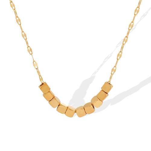 Korean Style Ins Niche High-end Light Luxury Simple Versatile Geometric Square Titanium Steel Necklace Women's Fashion Collarbone Choker