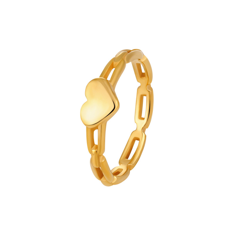 Korean Style Fashion New Ins Simple Chain Heart Ring for Women Gold-Plated Non-Fading Titanium Steel Gold Index Finger Ring