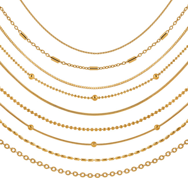 Fashion New Titanium Steel Stainless Steel Flat O-Chain Snake Bone Chain Wave Bead Chain Sunflower Chain Clip Bead Interbead Collarbone Chain