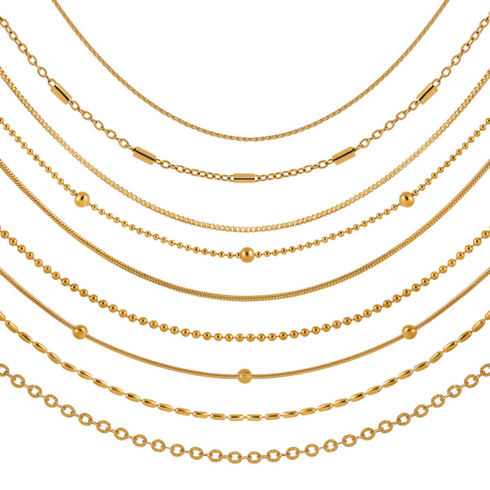 Fashion New Titanium Steel Stainless Steel Flat O-Chain Snake Bone Chain Wave Bead Chain Sunflower Chain Clip Bead Interbead Collarbone Chain