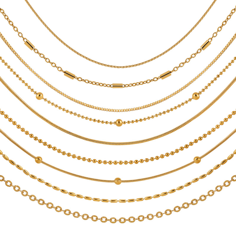 Fashion New Titanium Steel Stainless Steel Flat O-Chain Snake Bone Chain Wave Bead Chain Sunflower Chain Clip Bead Interbead Collarbone Chain