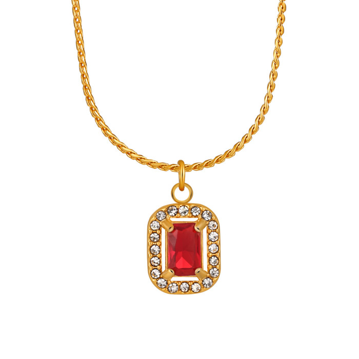 French INS Style Fashion Starry Sky Zircon Heart Pendant Titanium Steel 18K Gold Plated Necklace Simple Versatile Choker