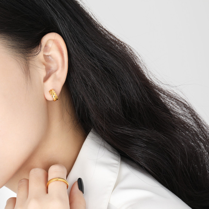 Cross-Border New Ins Niche Handmade Embroidered Ponytail Earrings for Women Fashionable Personality Gold-Plated Titanium Steel High-End Earrings