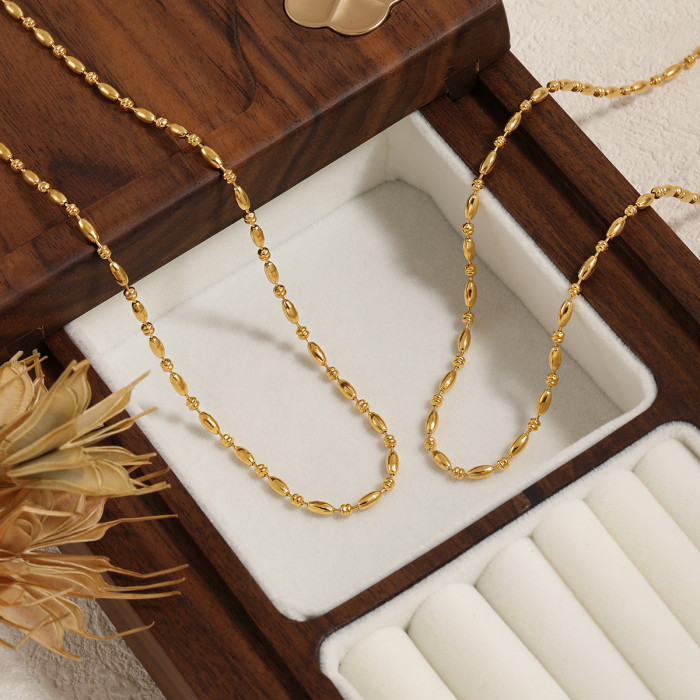 Cross-Border Women's Fashion Stainless Steel 2.4mm Bead Necklace Niche Design High-End Gold Titanium Steel Collarbone Chain