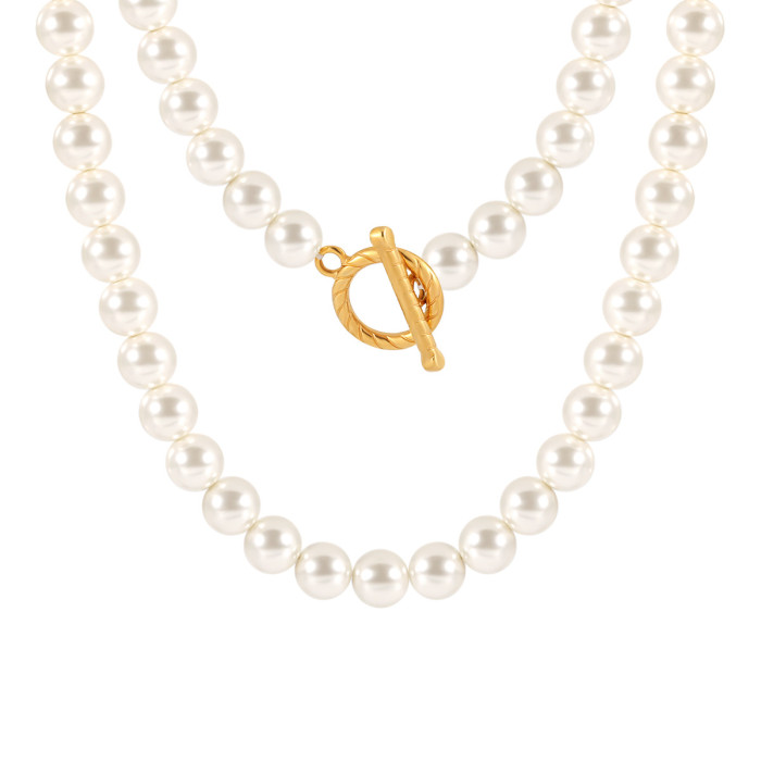 Shijia Pearl Necklace Niche Design Ins Style Elegant Light Luxury French Retro Braided OT Buckle High-end Clavicle Chain