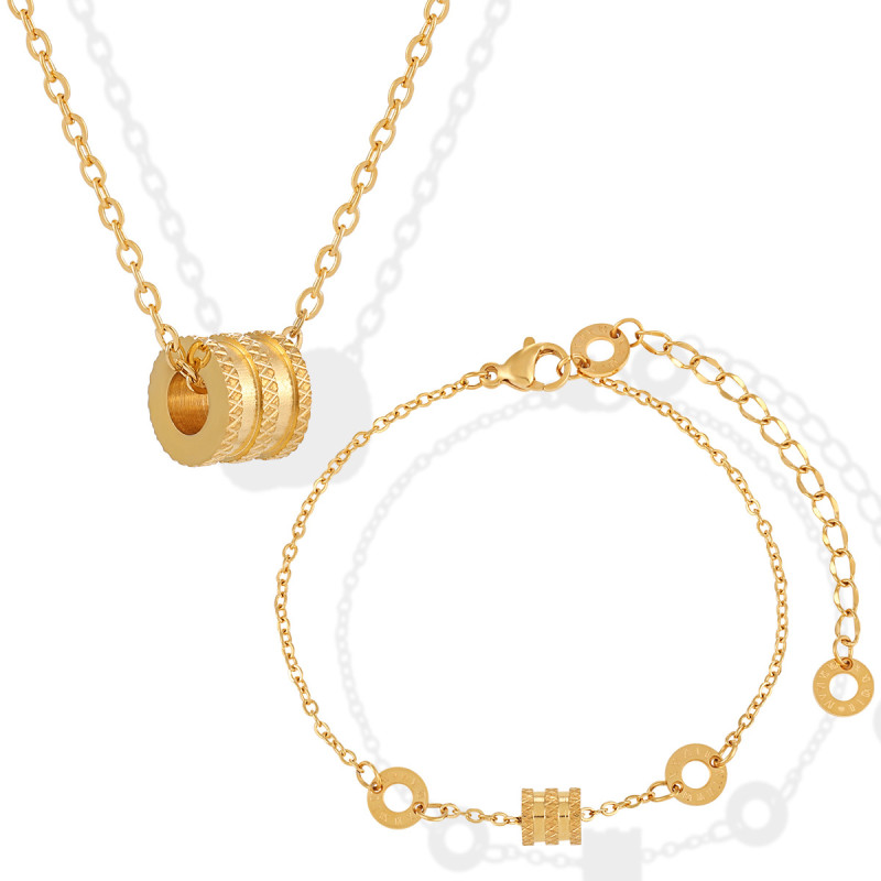 Korean Style Niche Ins Fashion High-end Roman Numeral Slim Waist Titanium Steel Bracelet Necklace Women Jewelry Set