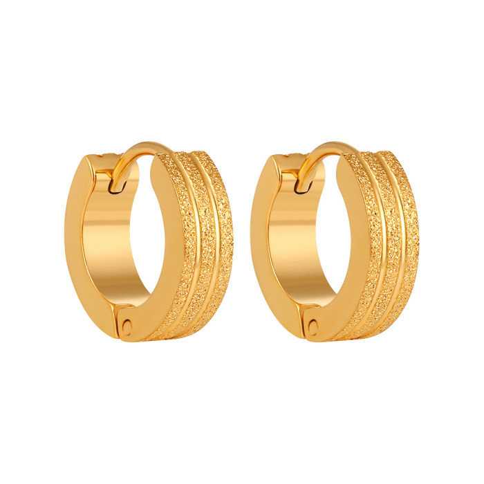Korean Style INS Wind Simple New Niche Double Line Matte Ear Cuffs Fashion Personality Gold Plated Titanium Steel Hig...