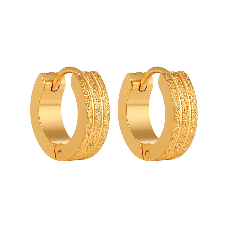 Korean Style INS Wind Simple New Niche Double Line Matte Ear Cuffs Fashion Personality Gold-Plated Titanium Steel High-End Earrings