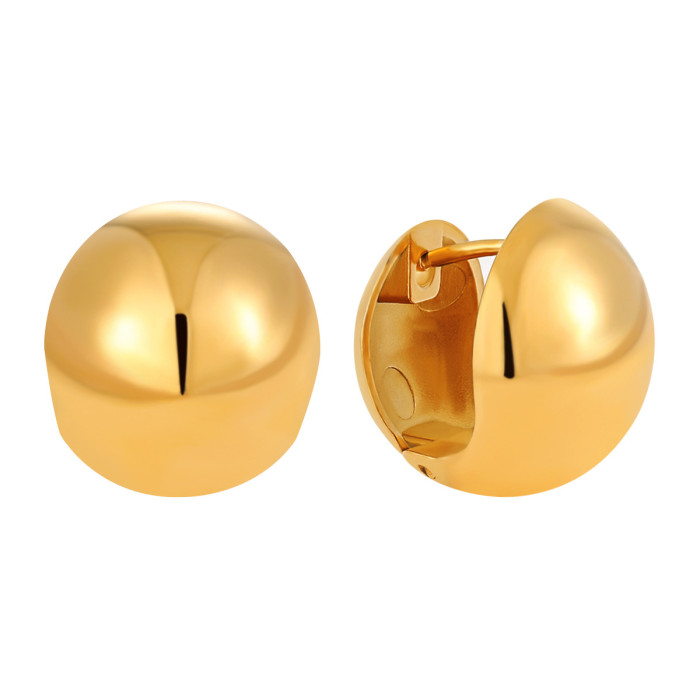 Korean Style INS New Niche High-End Design Simple Round Ball Ear Cuff Fashionable Personality Versatile Titanium Steel Earrings