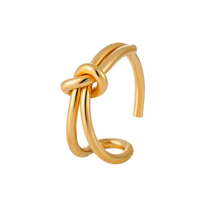 Korean Fashion Titanium Steel Bowknot Adjustable Open Ring for Women Simple Personality Index Finger Ring Jewelry