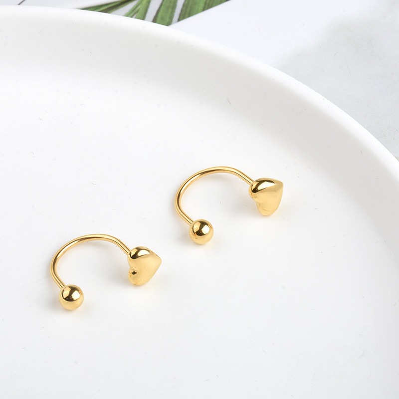 Trendy Fashion Niche Design Heart Earrings Ins Light Luxury Bead Ear Bone Studs Small Screw Button Ear Pins
