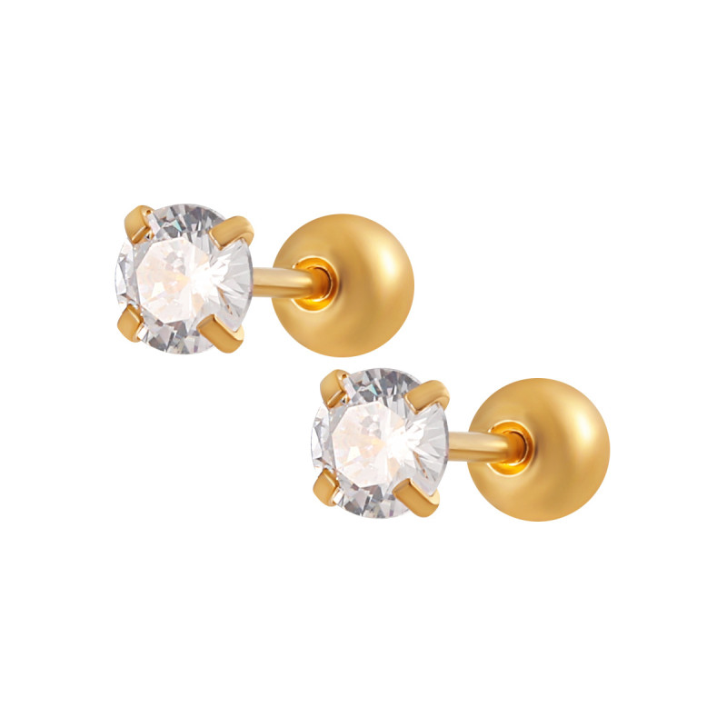 Titanium Steel Super Shiny Diamond-Encrusted Four-Prong Ear Bone Stud for Women, Sleep-Friendly, Anti-Lost Piercing Jewelry