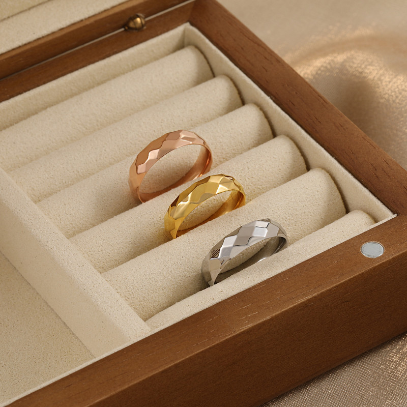 Korean Style New Ins Niche High-end Wide Version Diamond-shaped Ring Female fashion Personality Titanium Steel Index Finger Ring