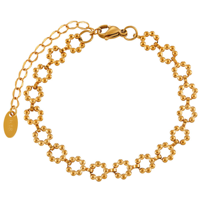 New Stainless Steel Donut Handmade Chain Women's Niche Ins Style Bracelet PVD Gold Plated, Necklaces