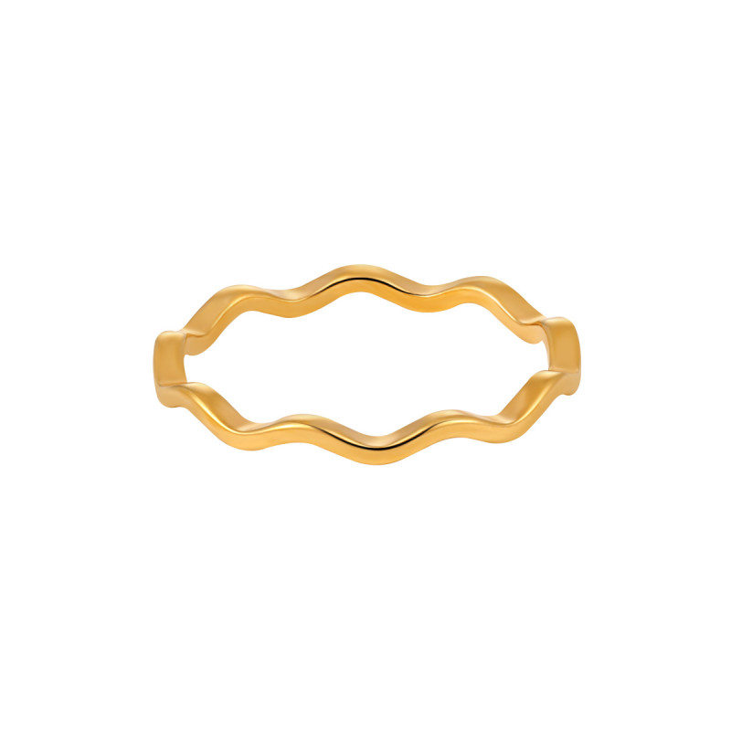 Korean Style Ins Niche Smooth Wave Stacking Rings for Women Fashionable Personality Gold Plated Simple Titanium Steel Index Finger Rings