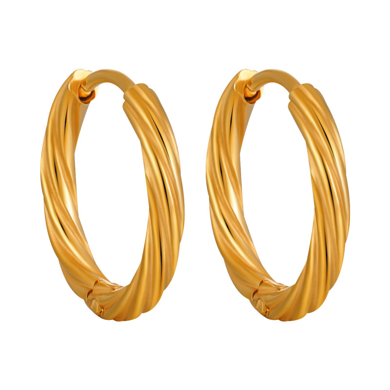 European and American Cross-Border INS Style Twisted Line Earrings for Women, Niche Design, Simple Fashionable Elegant High-End Titanium Steel Earrings