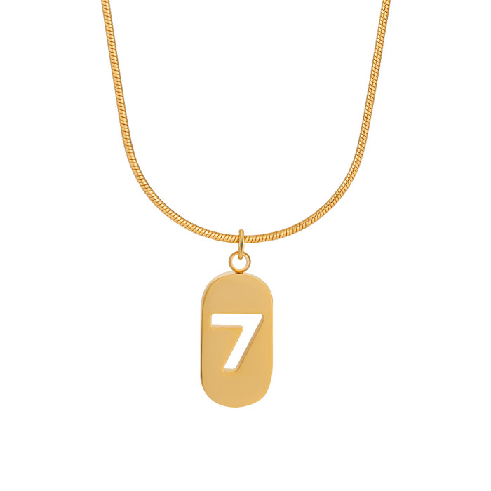 Niche Design Necklace for Women Lucky Number 7 Pendant Snake Bone Chain Ins Style Fashion High-end Titanium Steel Acc...