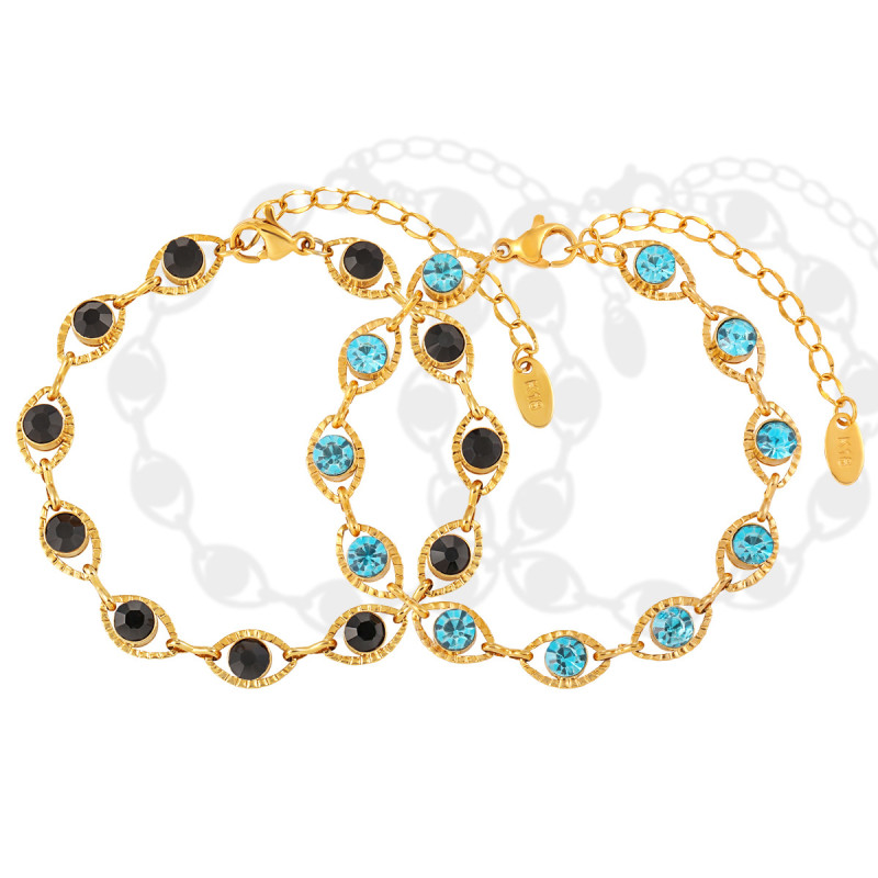 European and American Cross-Border Hot-Selling Niche Design Ins Devil's Eye Titanium Steel Zircon Bracelet Elegant Internet Celebrity Fashion Jewelry