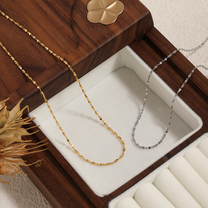 Korean Style Ins Simple Sparkling Twisted S Starry Sky Bare Chain Necklace Fashionable Personality Gold-Plated Titanium Steel Collarbone Chain