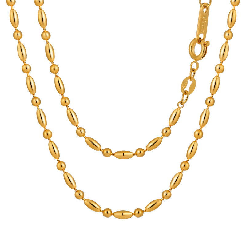 European and American Fashion Bead Chain 1:1 Denier Bamboo Knot Titanium Steel Gold Plated PVD Gold Color Chain for Pendants Collarbone Chain