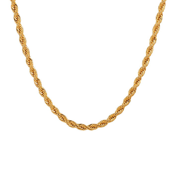 Hot-Selling High-End Square Buckle Titanium Steel Twist Necklace for Women Fashion Personality Minimalist Style Twist...