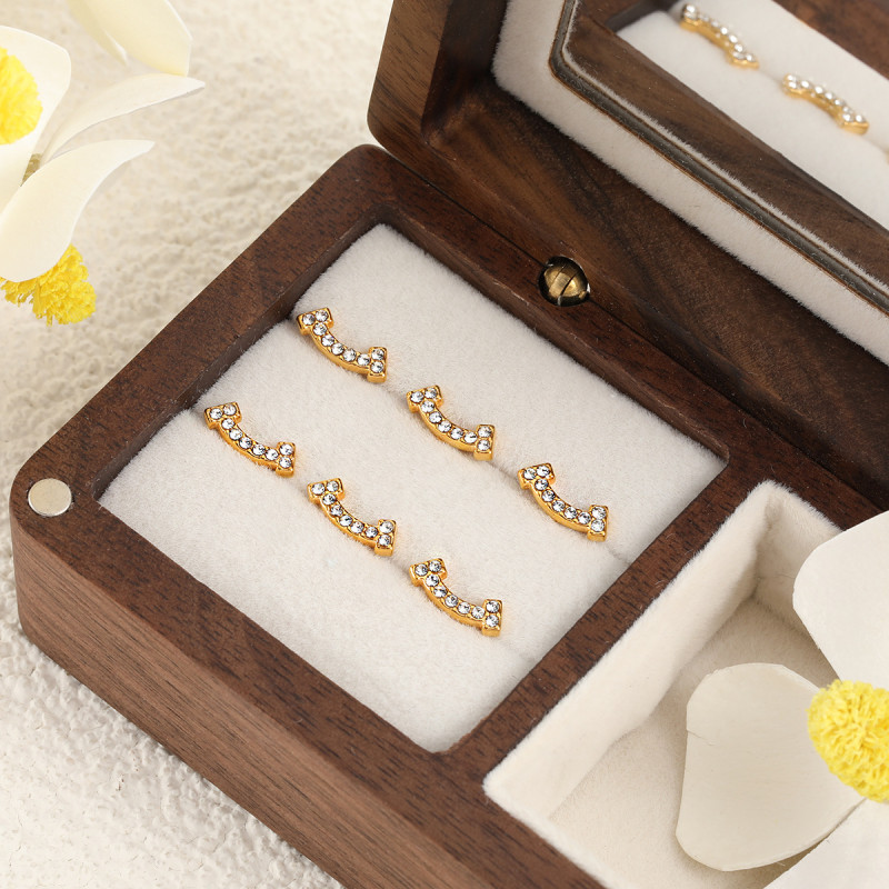 Korean Style Ins Niche Design Light Luxury Full Diamond Smile Face Ear Bone Stud Female Fashion Personality Titanium Steel Ear Jewelry