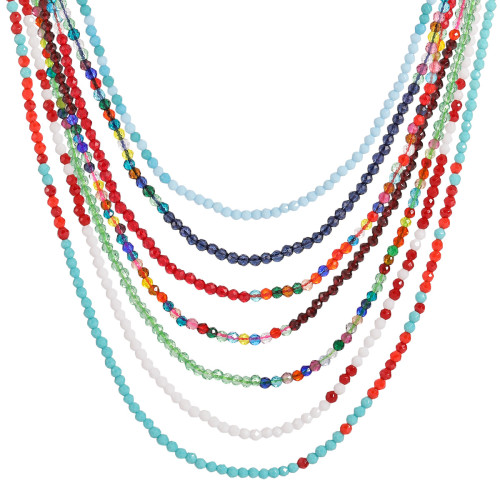 European and American Cross-Border Niche Design Dopamine Colorful Beaded Necklace for Women Fashionable Personality High-End Titanium Steel Collarbone Chain