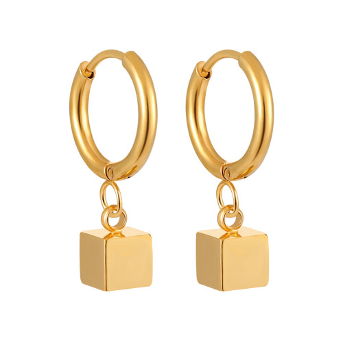 Korean Style INS New Niche Design Geometric Square Earrings for Women Fashionable Personality Versatile Titanium Steel Earrings