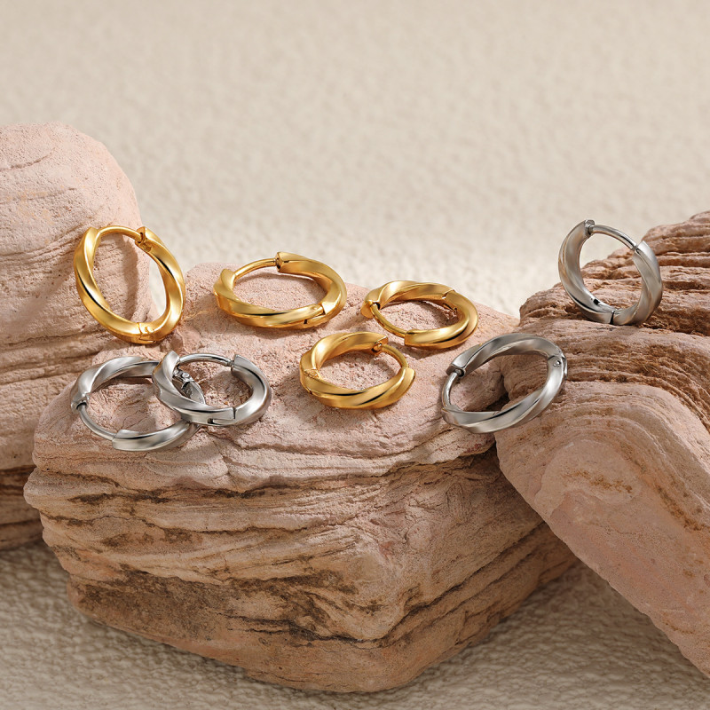 Fashion Möbius Twist Braided Earrings for Women, High-End Luxury, Simple Niche Ins Style Titanium Steel Ear Jewelry